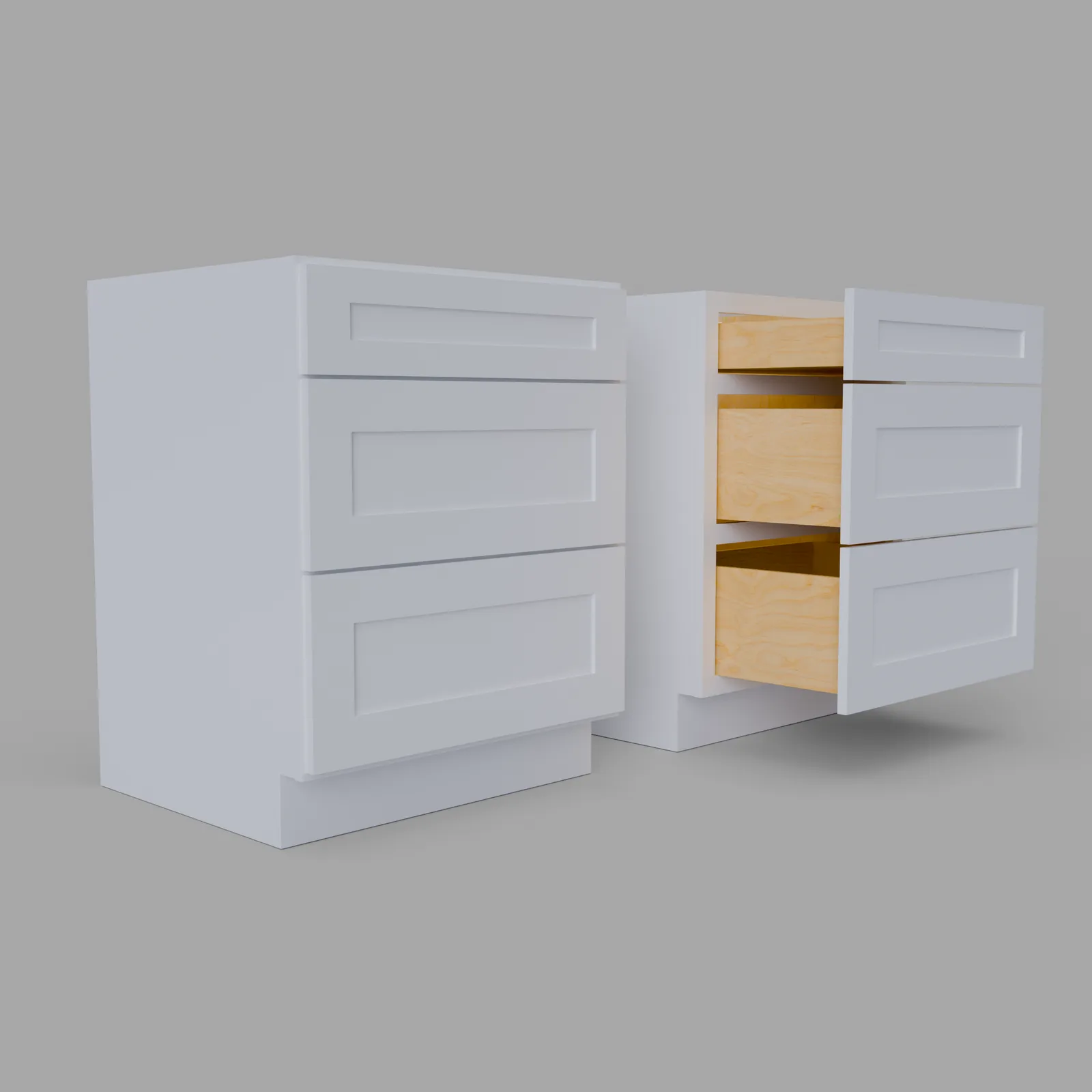 Shaker Three Drawer Base Cabinet 34.5" H x 24" D