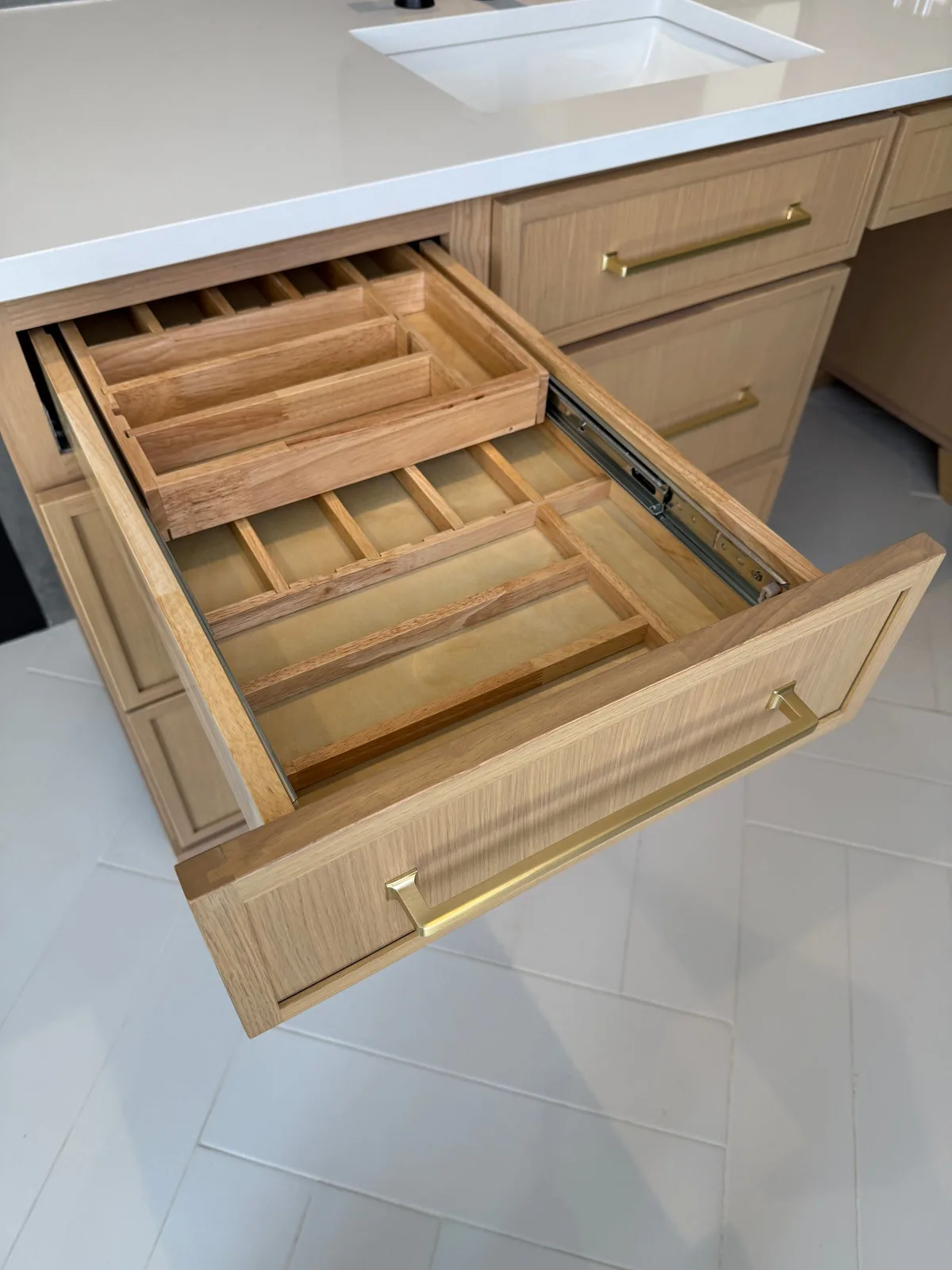 Two-Tier Cutlery Tray Drawer for 18” to 24” Wide Base Cabinets