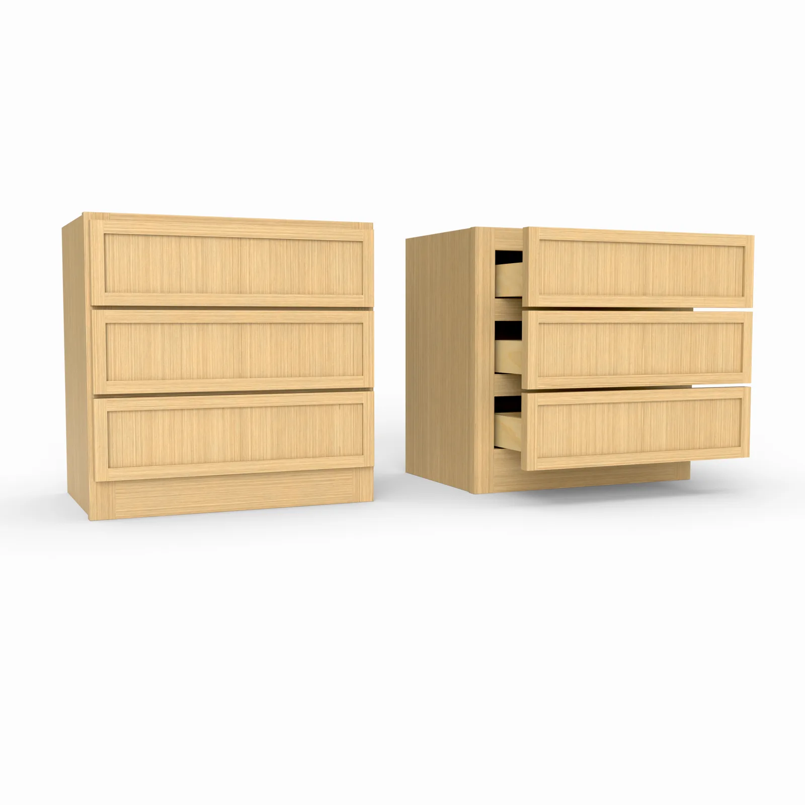 Slim Frame Shaker Countertop Three Drawer Cabinet 18" H