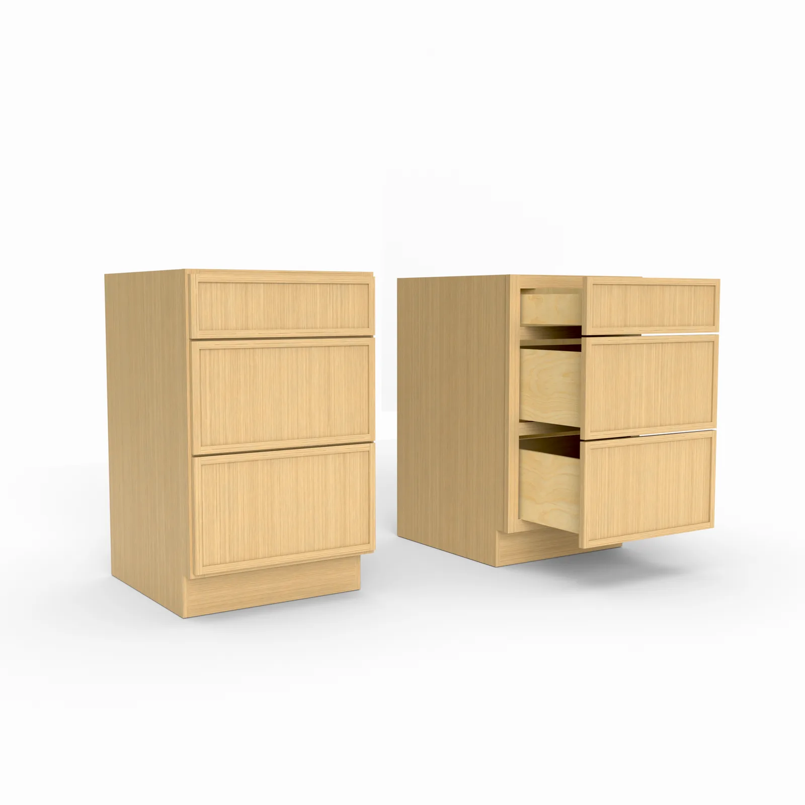 Slim Frame Shaker Vanity Three Drawer Base Cabinet 34.5" H x 21" D