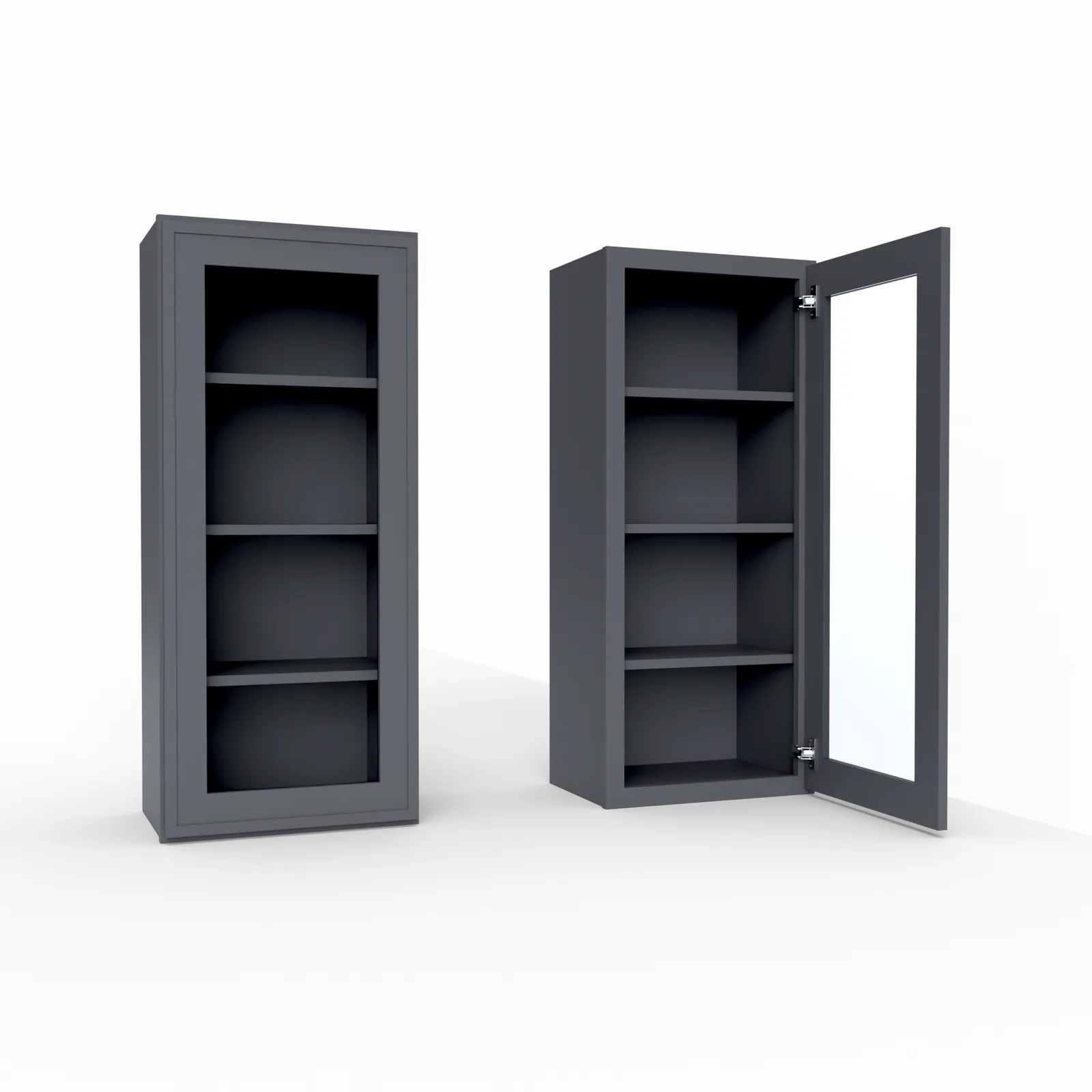 Slim Frame Shaker 42” H x 12” D Glass Door Wall Cabinet