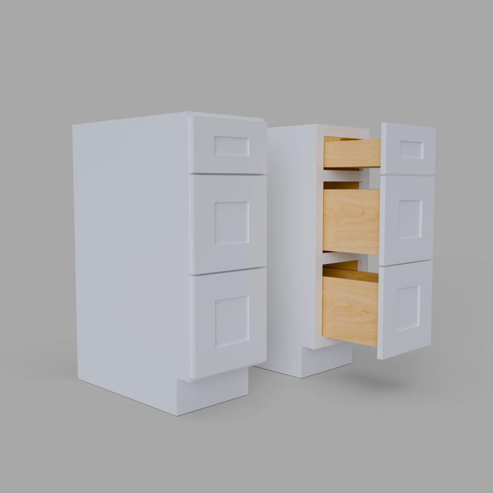 Shaker Vanity Three Drawer Base Cabinet 34.5" H x 21" D