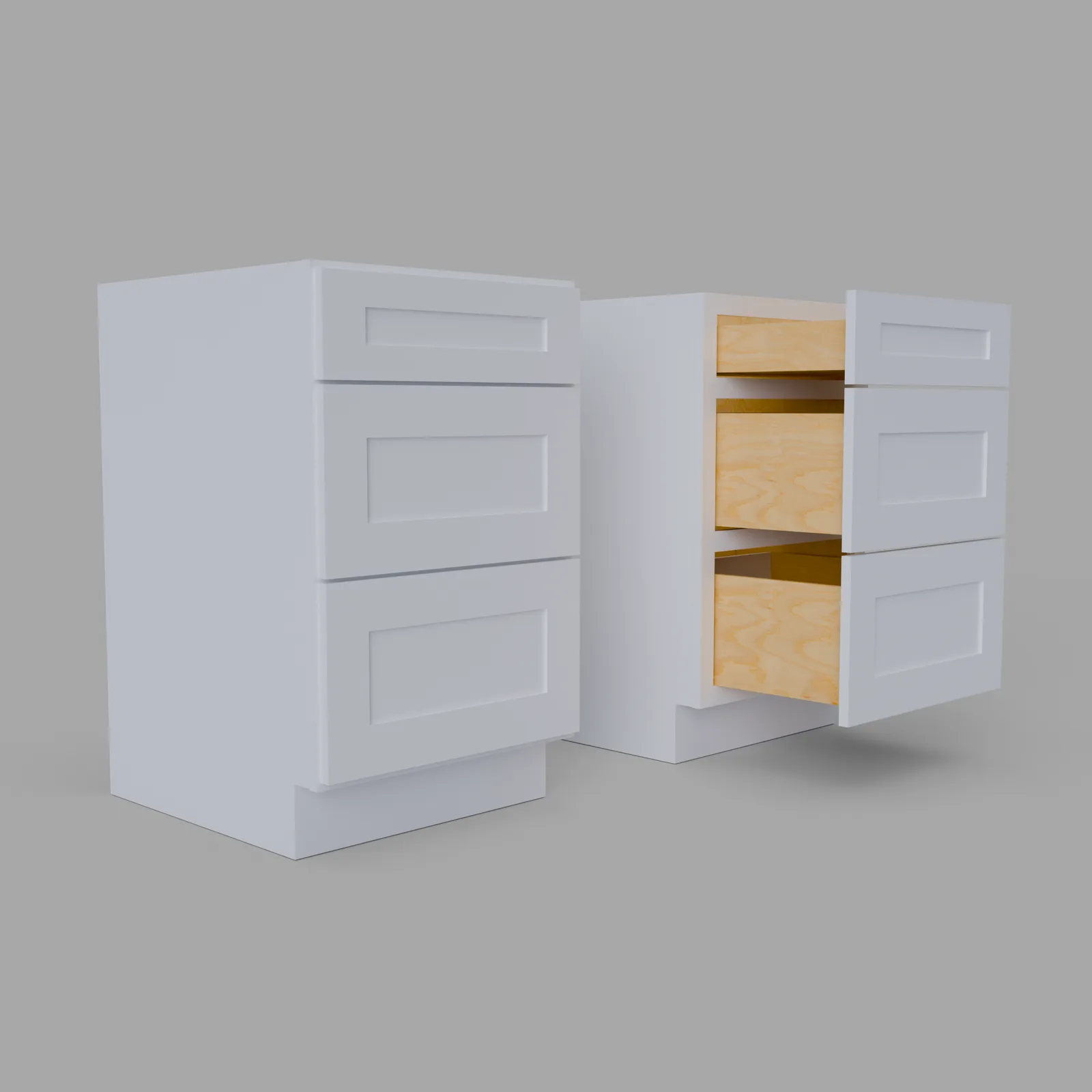 Shaker Vanity Three Drawer Base Cabinet 34.5" H x 21" D